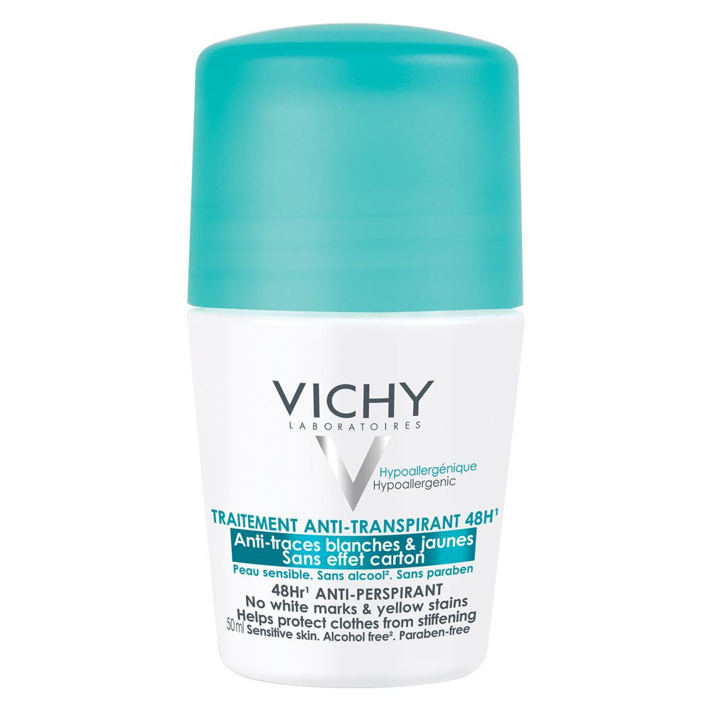 Vichy roll-on antiperspirant 48h anti urme albe sau galbene 50ml