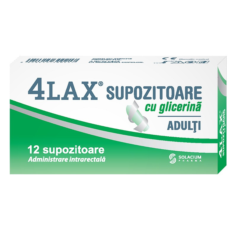 4LAX supozitoare cu glicerina pentru adult 12 bucati, Solacium Pharma