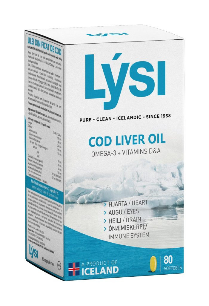 Ulei din ficat de cod (cod liver oil) omega-3 + vit.a si d x 80 cps lysi