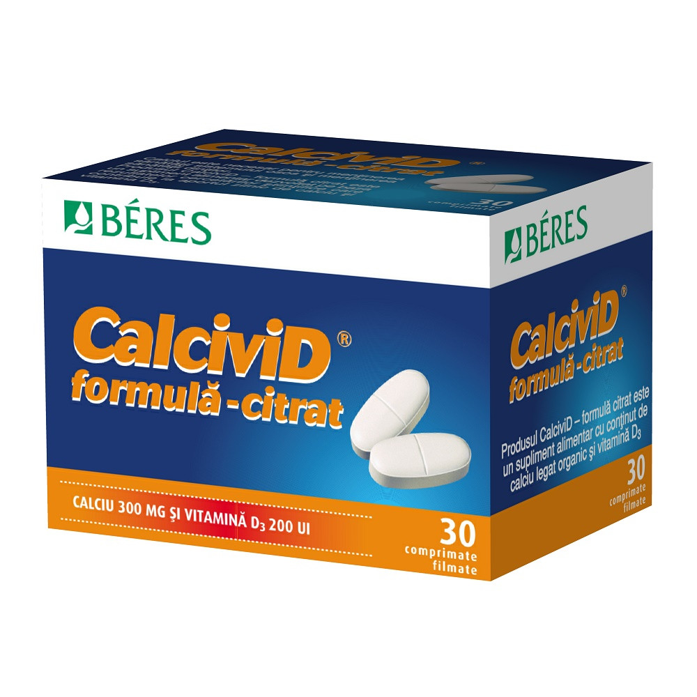 Calcivid - formula citrat x 30 comprimate filmate