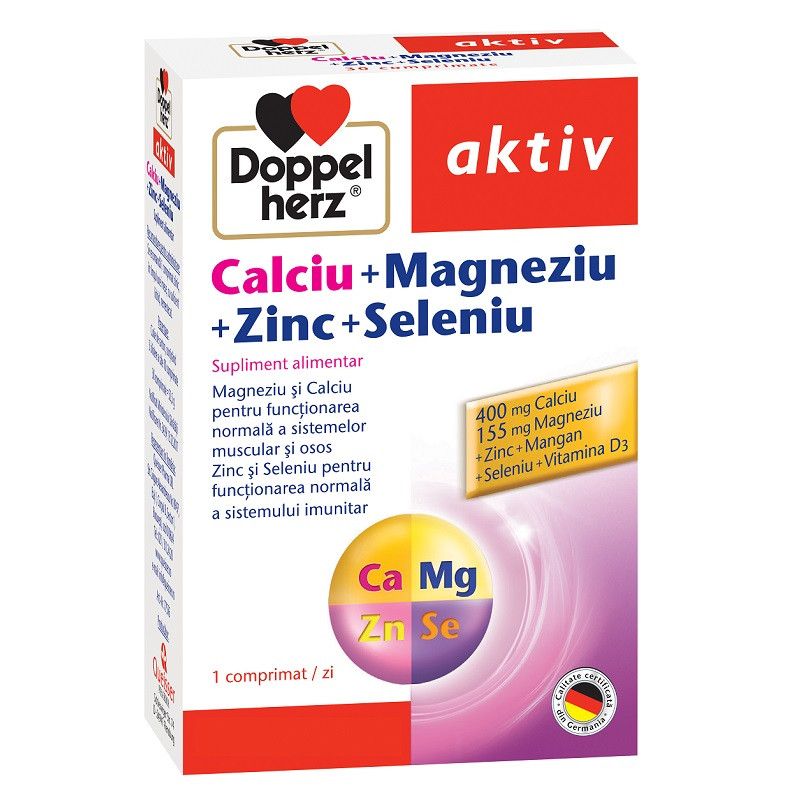 Doppelherz aktiv calciu + magneziu + zinc + seleniu 30 tablete