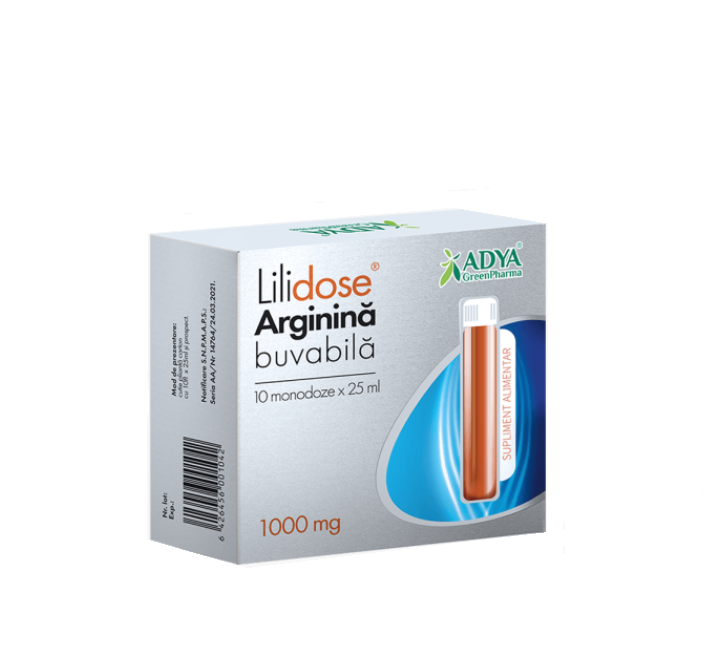 Arginină buvabilă 1000 mg 10 flacoane adya green pharma