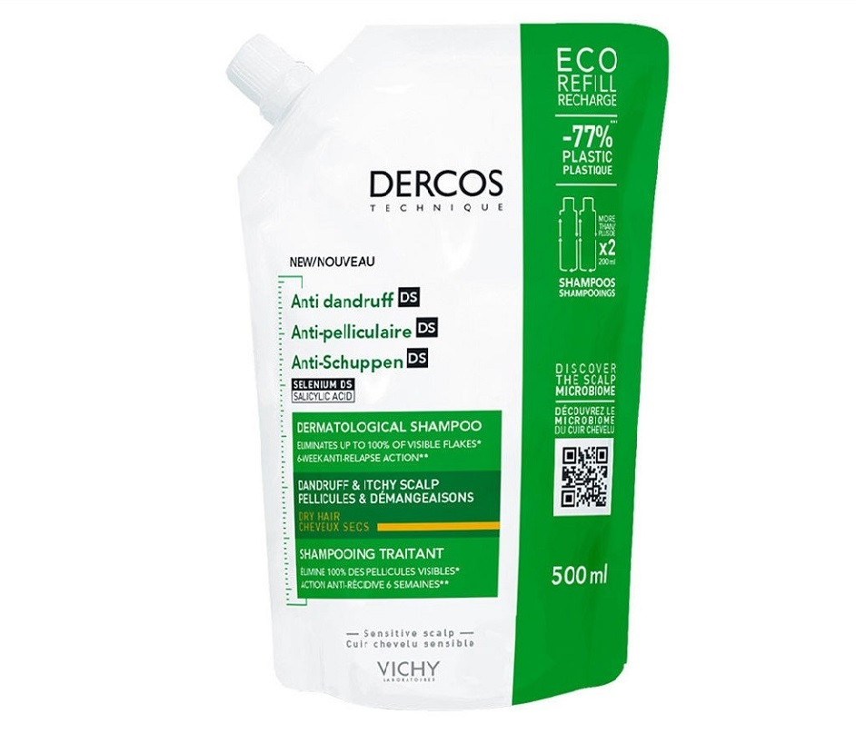 Vichy Dercos Sampon Anti-matreata DS par uscat, format ECO 500 ml
