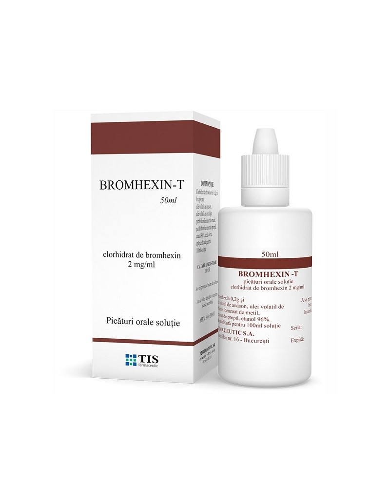 Bromhexin-t 2 mg/ml 50 ml picaturi orale solutie tis farmaceutic