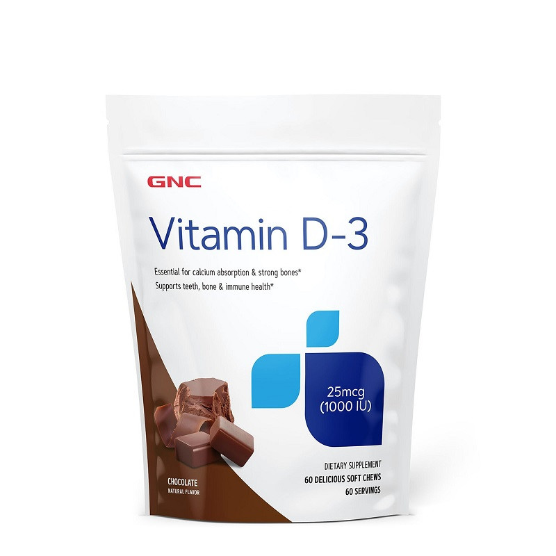 GNC Vitamina D-3 25 mcg 1000 UI 60 caramele