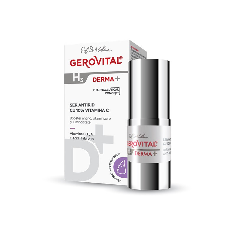 Gerovital H3 Derma+Ser Antirid cu Vitamina C 10% 15ml