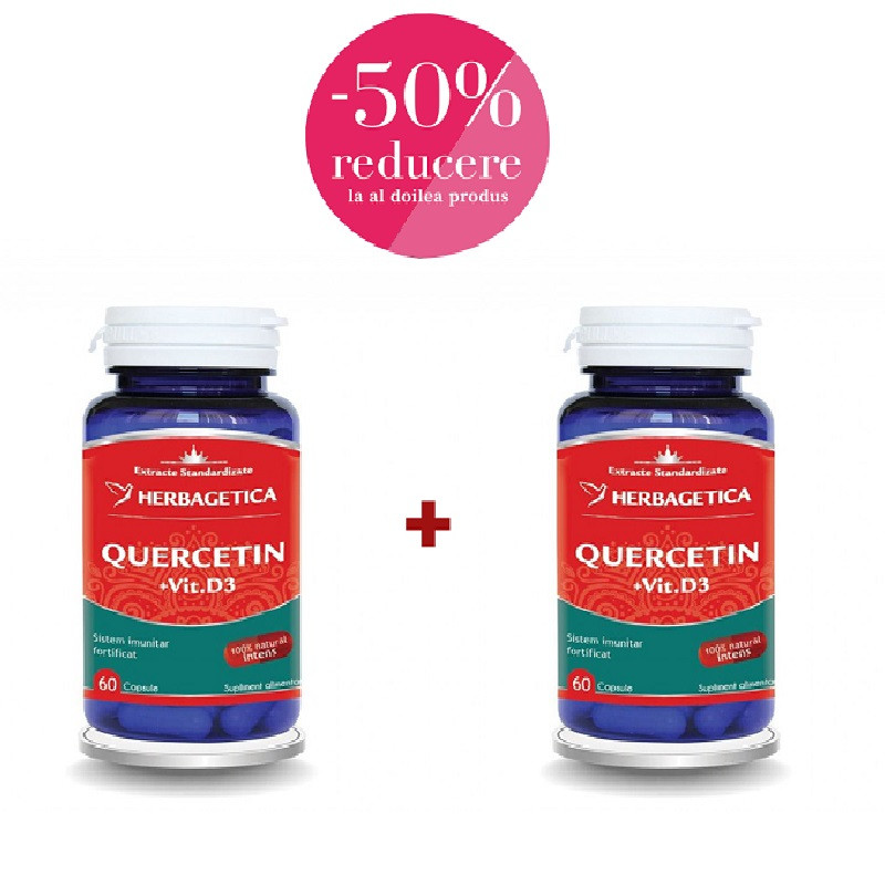 Oferta: Herbagetica Quercetin + Zinc 60 capsule - 50% Reducere la al doilea produs