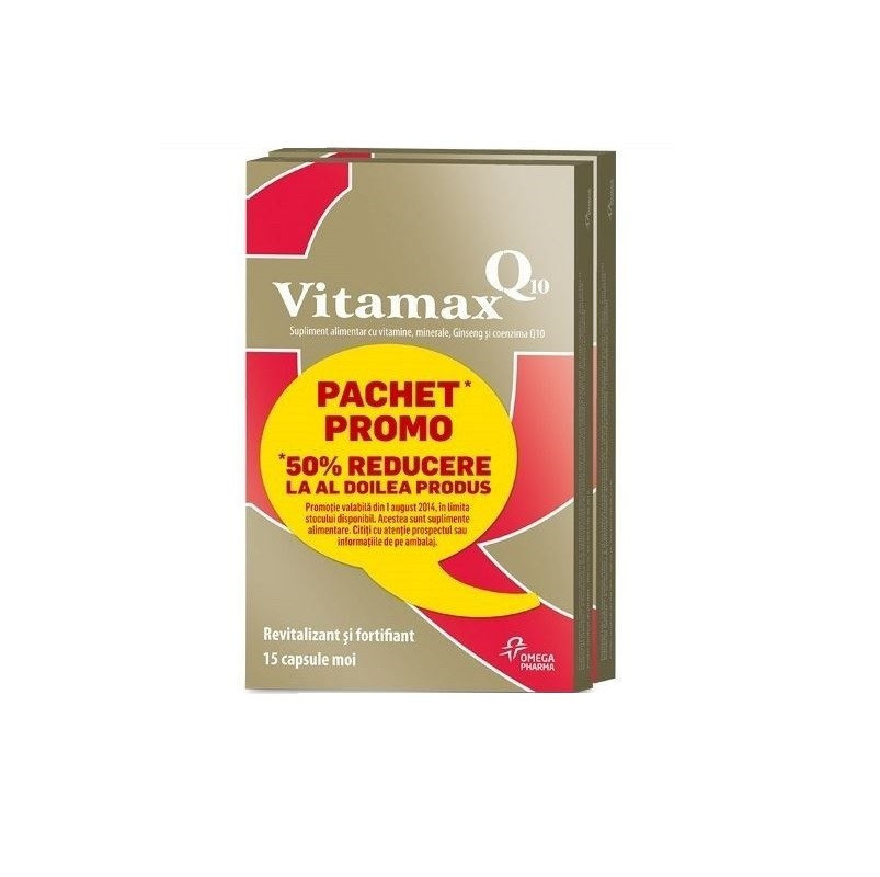 Vitamax Q10 x 15 cps, OFERTA doua cutii, 50% reducere la a doua cutie
