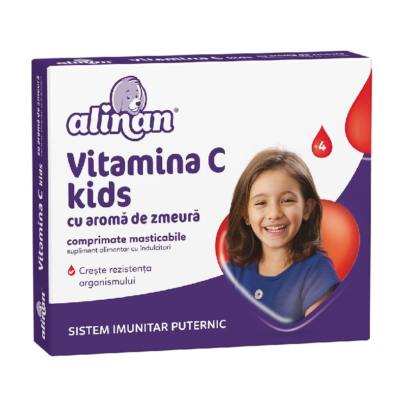 Alinan vitamina C copii zmeura 20 comprimate