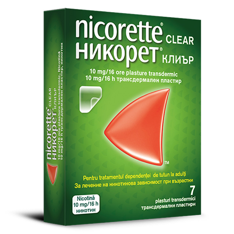 Nicorette Clear Patch 10mg/16h x 7 plasturi transdermici