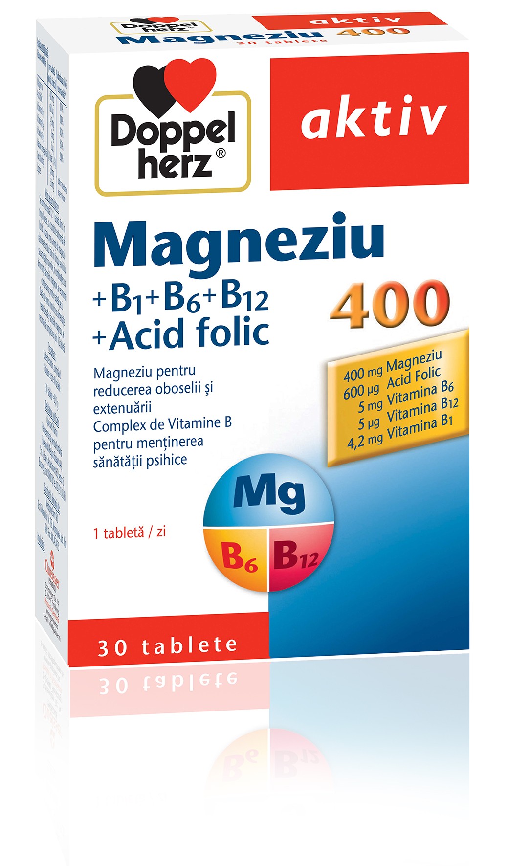 Doppelherz aktiv magneziu 400 mg b1 + b6 + b12 + acid folic 30 tablete