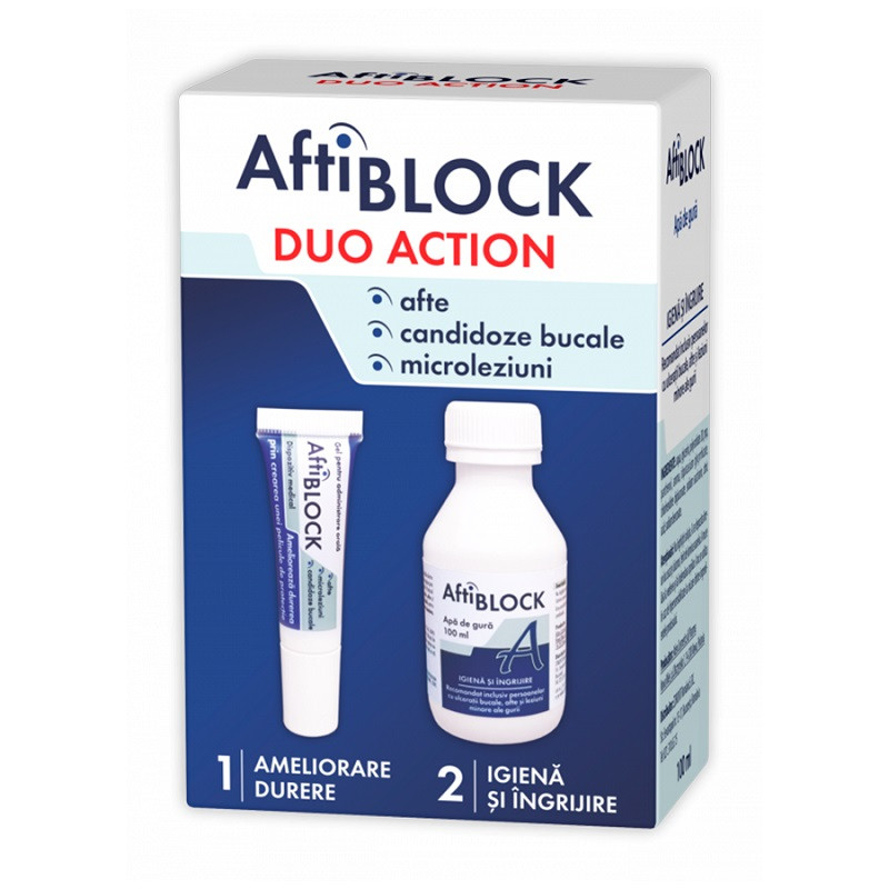 AftiBLOCK duo Action gel+ Apa de gura 100 ml