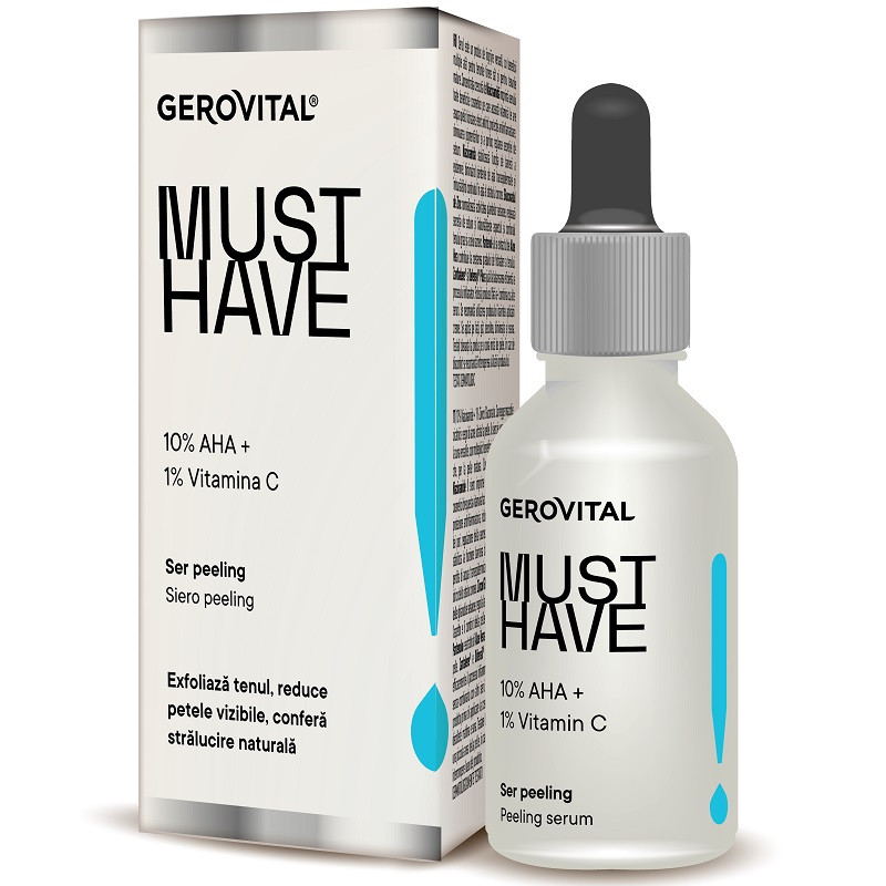 Gerovital Must Have Ser peeling cu acizi AHA 10% si vitamina C 1% 30 ml