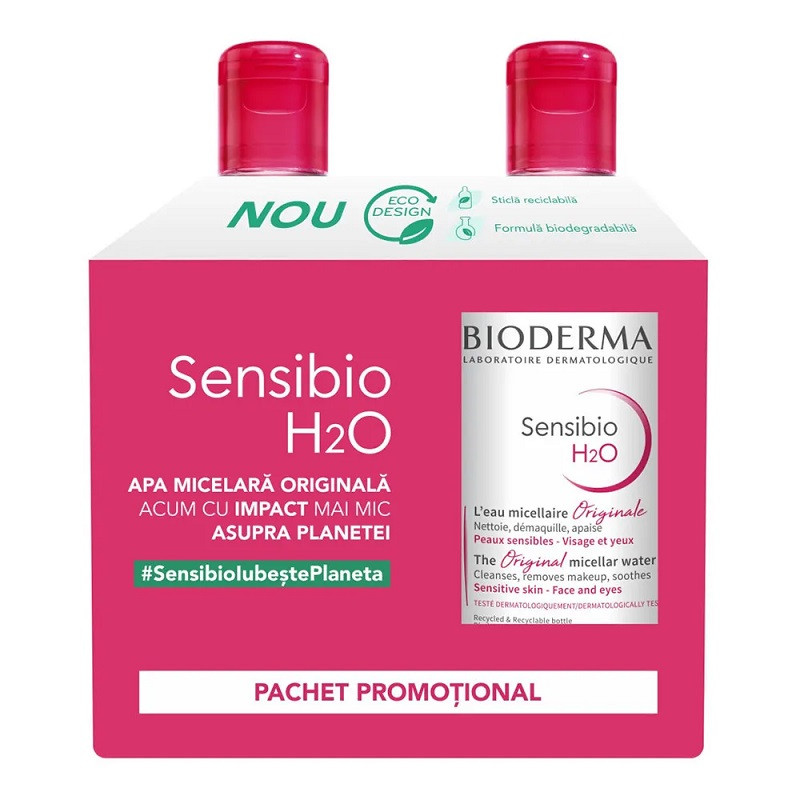 bioderma pachet promotional sensibio h2o apa micelara pentru pielea sensibila 500 ml 500 ml